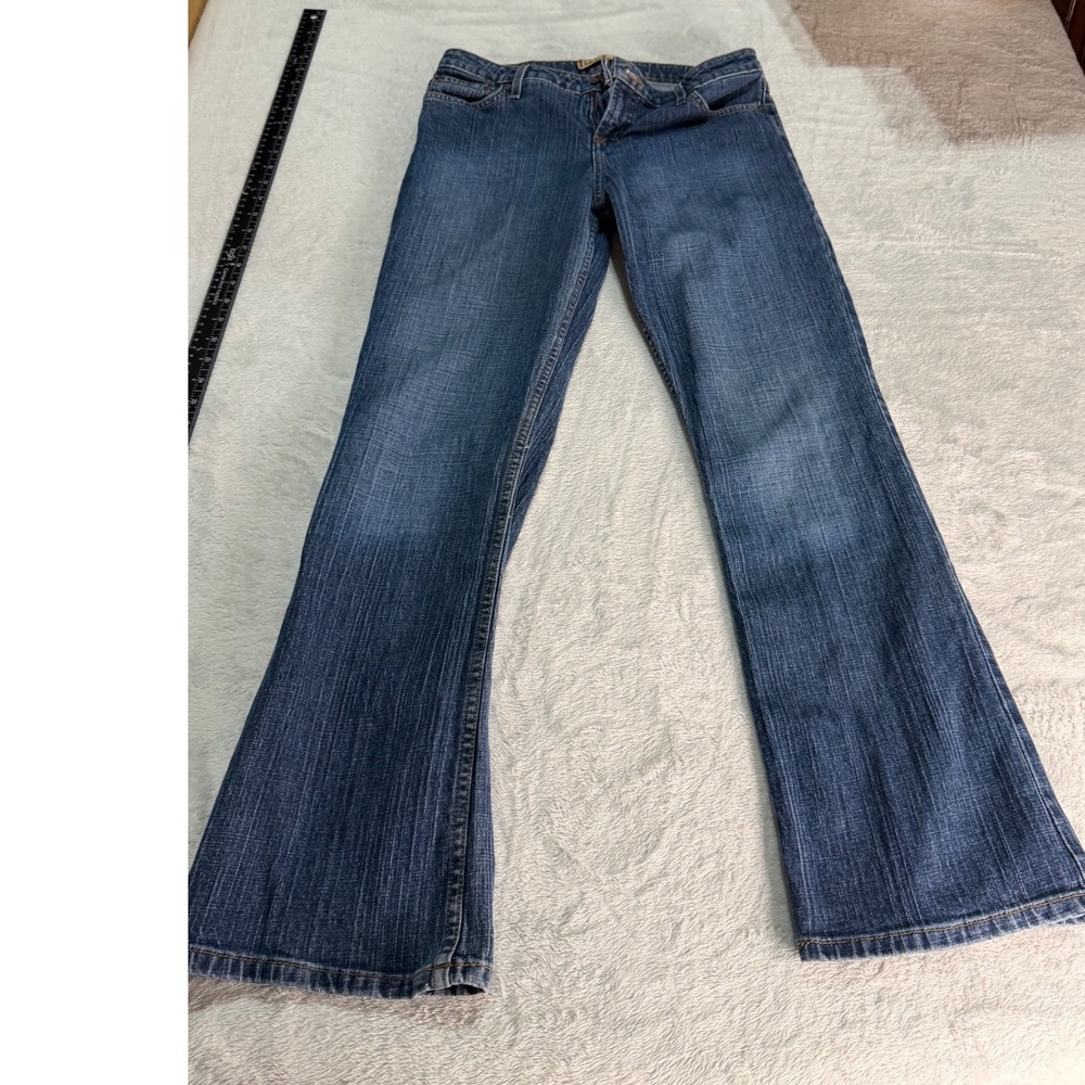 LEI Womens Bootcut Jeans Medium Wash Stretch Denim Mid Rise Size 7/8 30x31